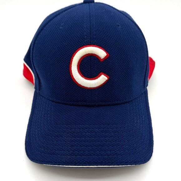 Chicago Cubs New Era 39THIRTY MLB Authentic Stretch Fit Cap M/L Navy - Picture 1 of 6
